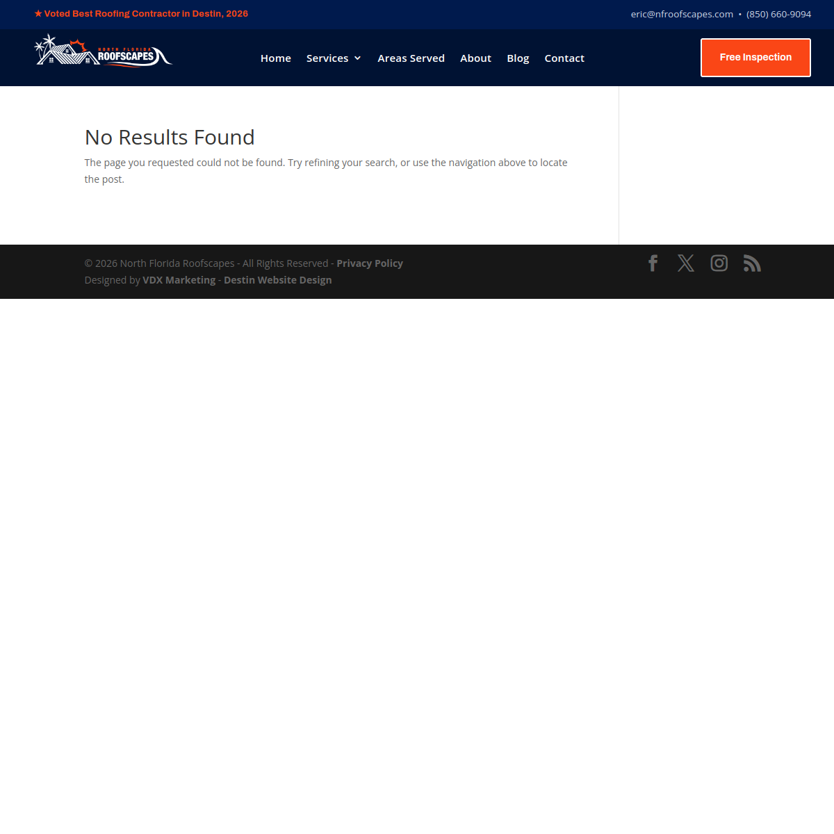 Screenshot of the North Florida Roofscapes website