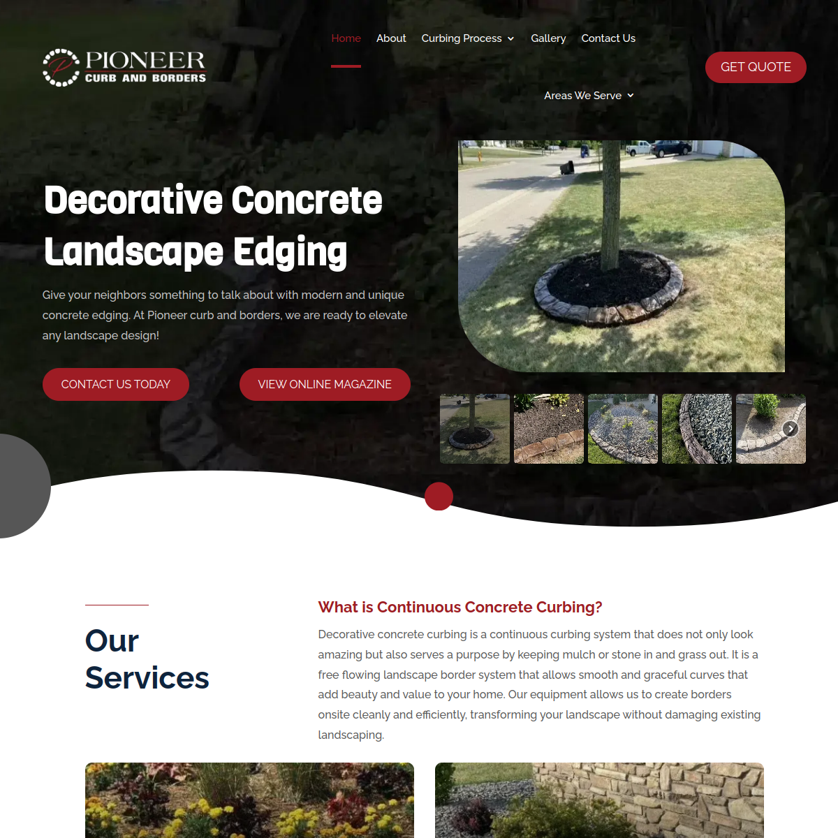 Screenshot of the Pioneer Curb And Borders website