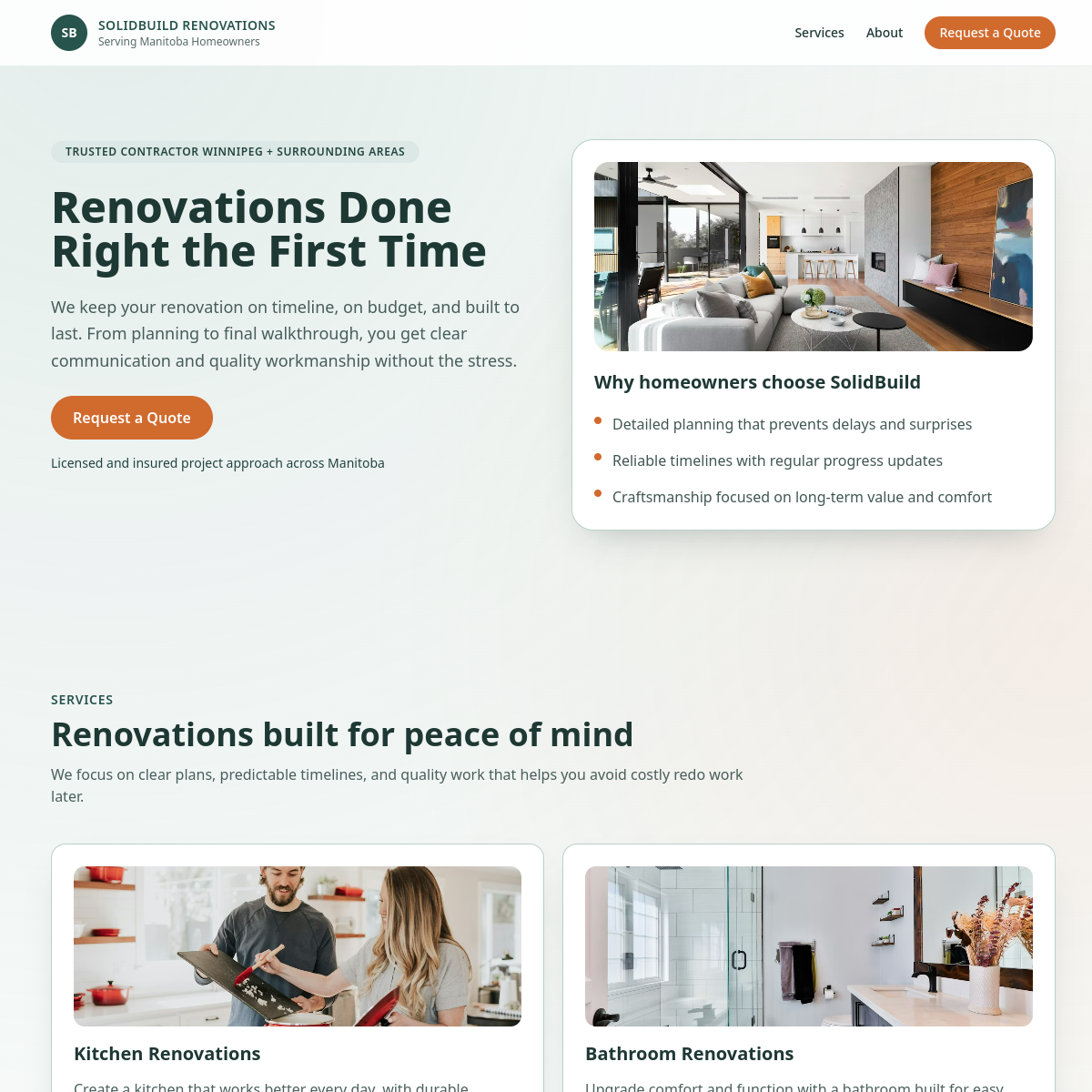SolidBuild Renovations website preview