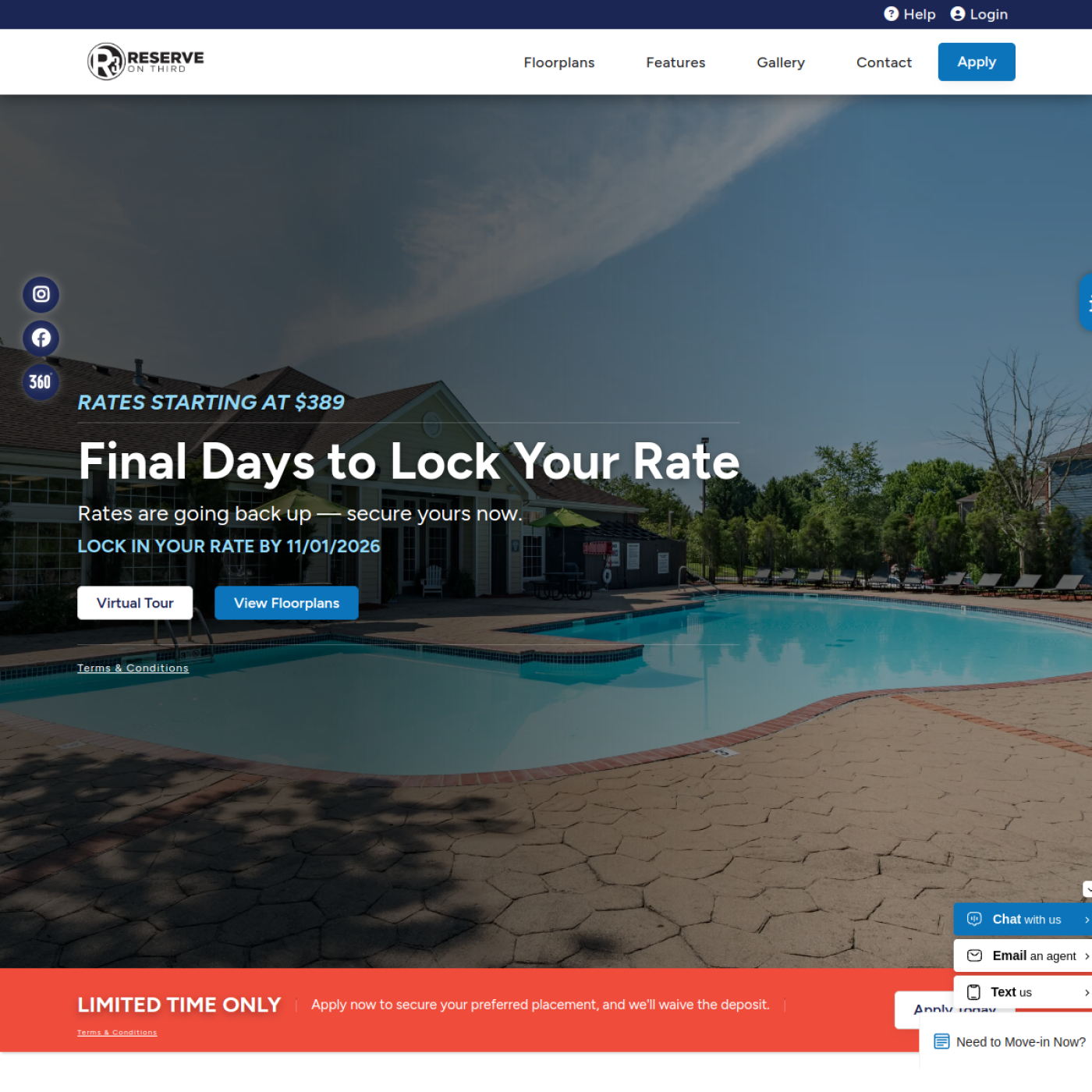 Screenshot of the Reserve on Third website