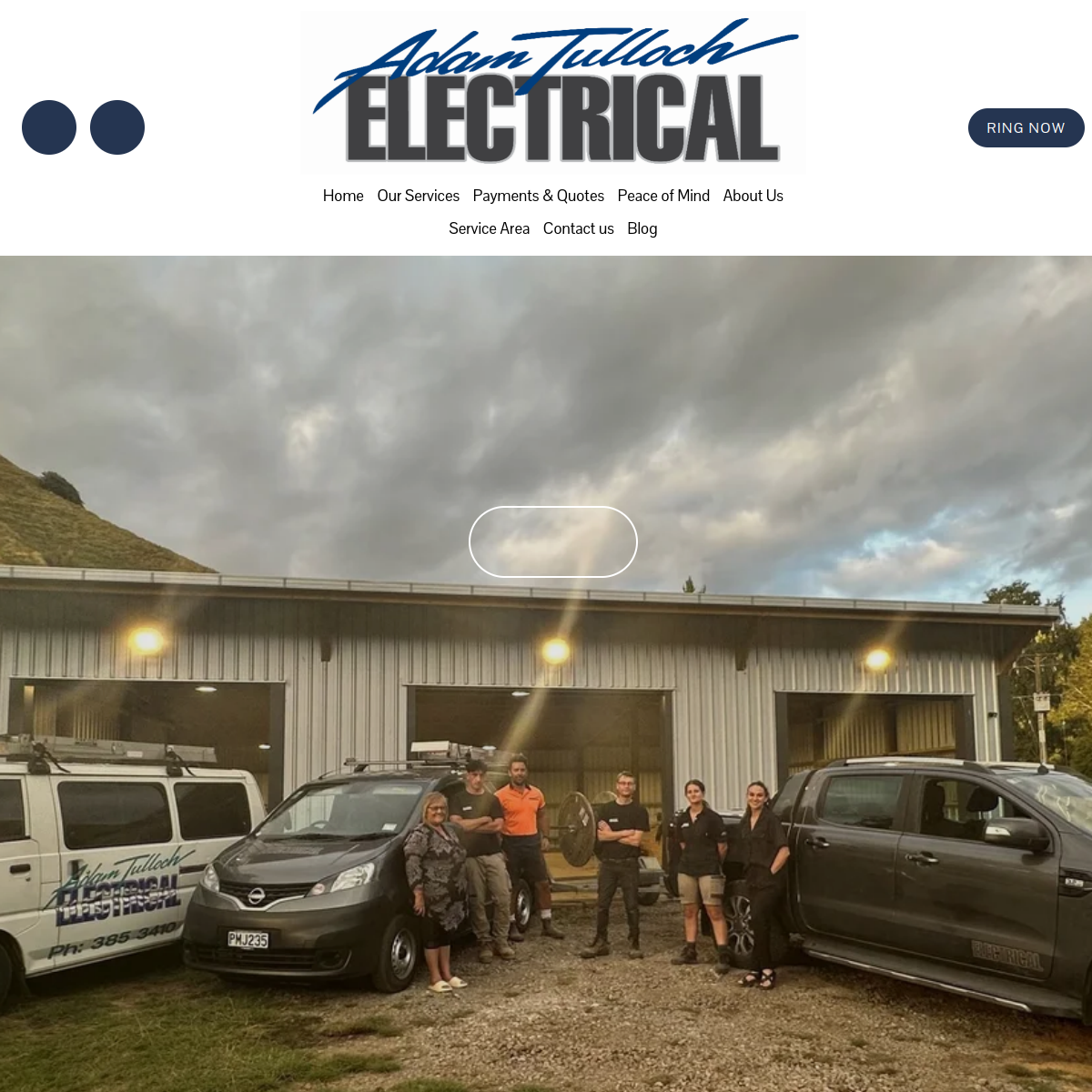 Screenshot of the Adam Tulloch Electrical Limited website