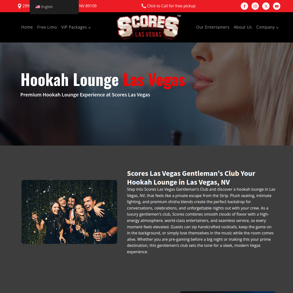 Screenshot of the Scores Las Vegas Gentleman's Club website