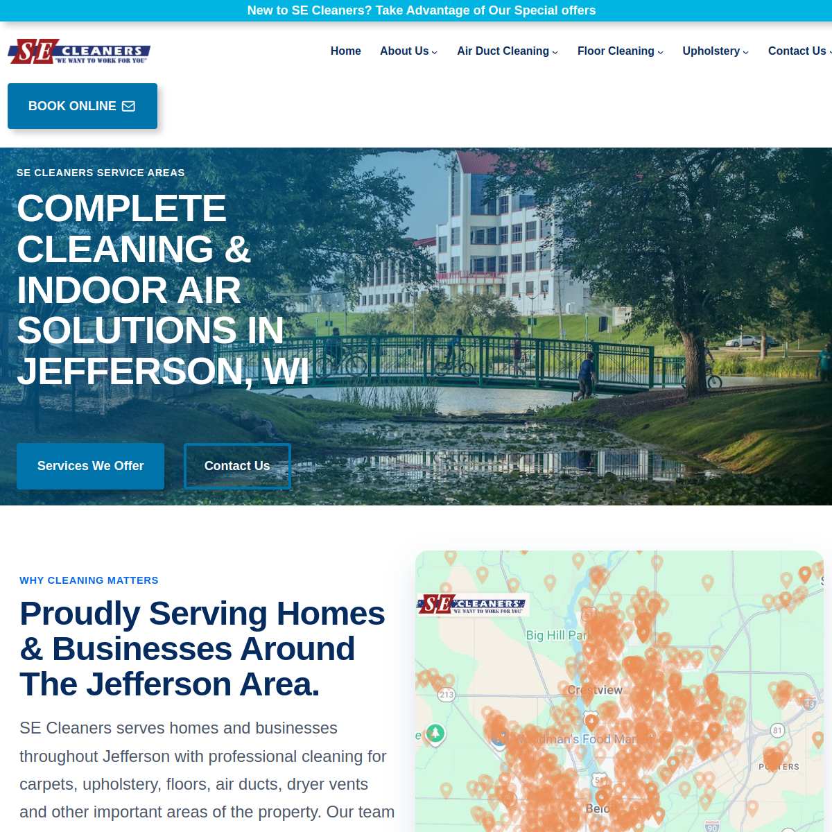 Screenshot of the SE Cleaners LLC website