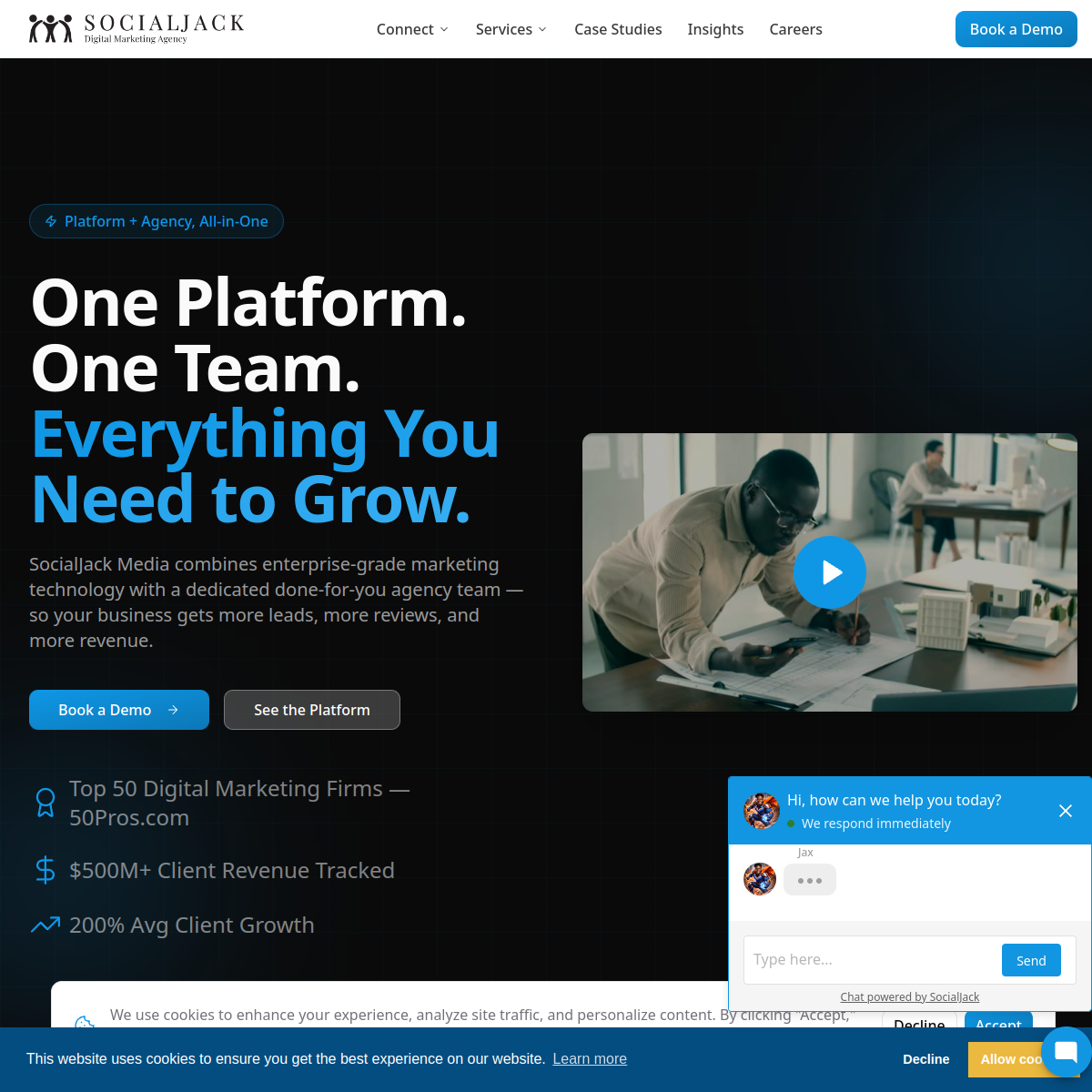 Screenshot of the SocialJack Media website
