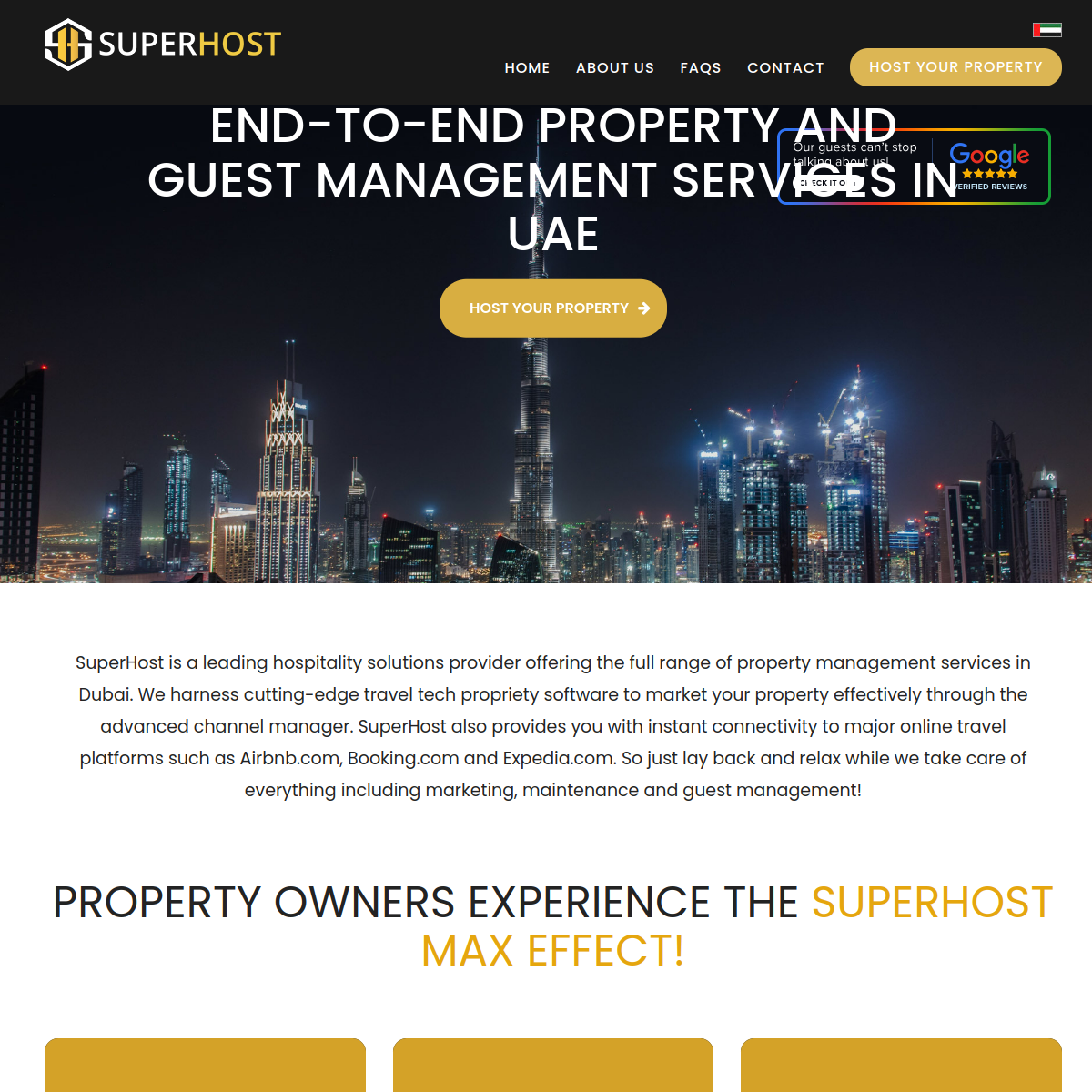 Screenshot of the SuperHost Vacation Homes Rental website