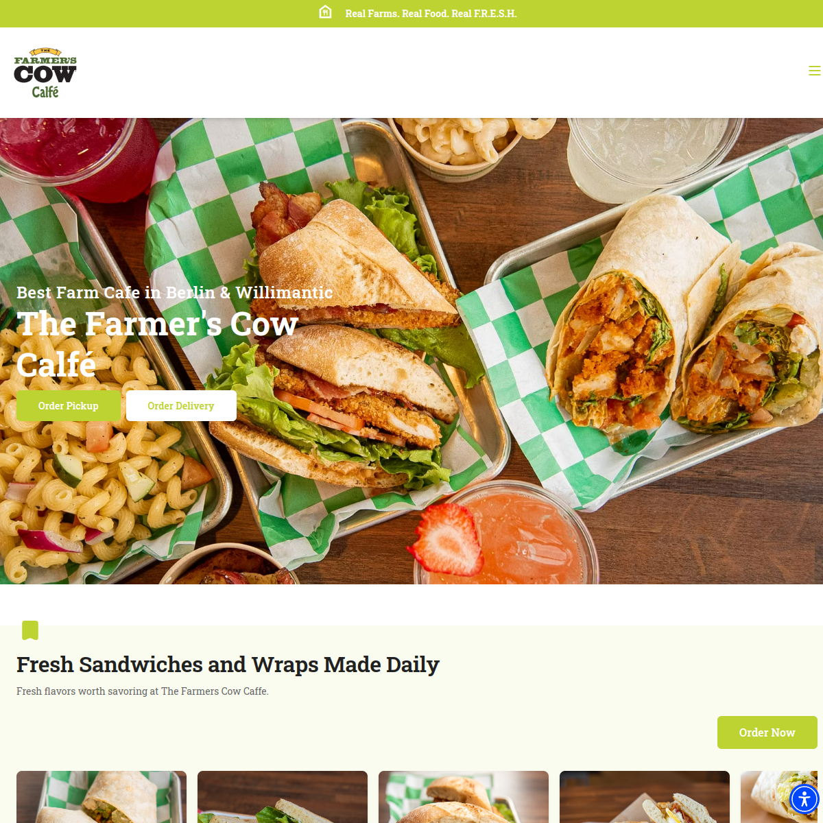 Screenshot of the The Farmer's Cow Calfe & Creamery website