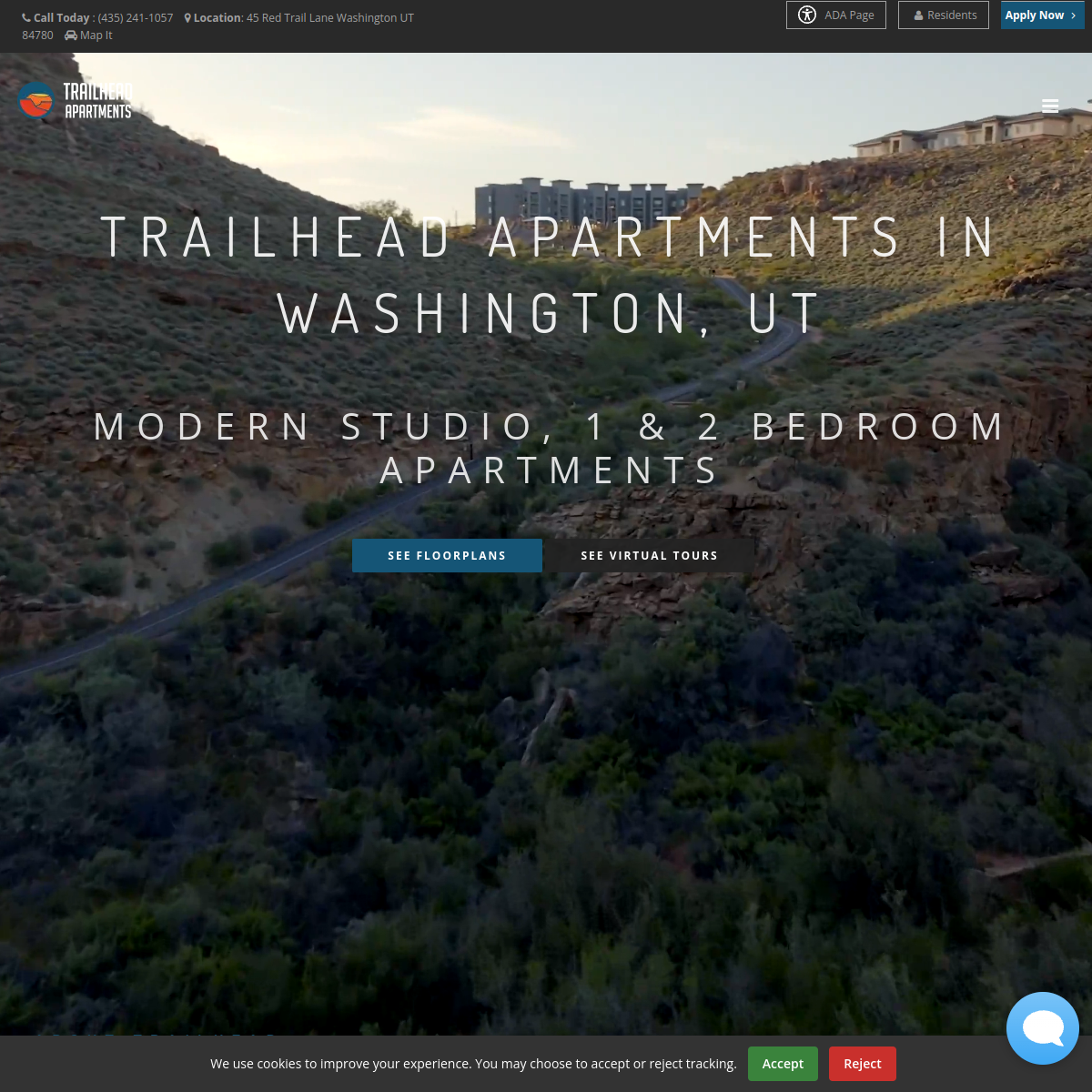 Screenshot of the Trailhead Apartments website