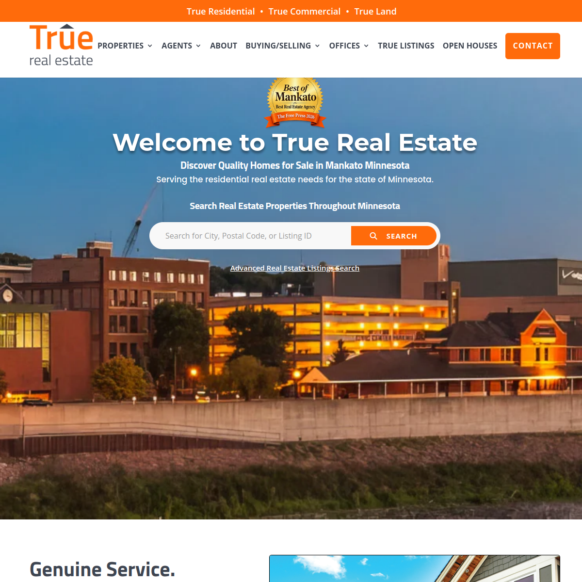 Screenshot of the True Real Estate MN website