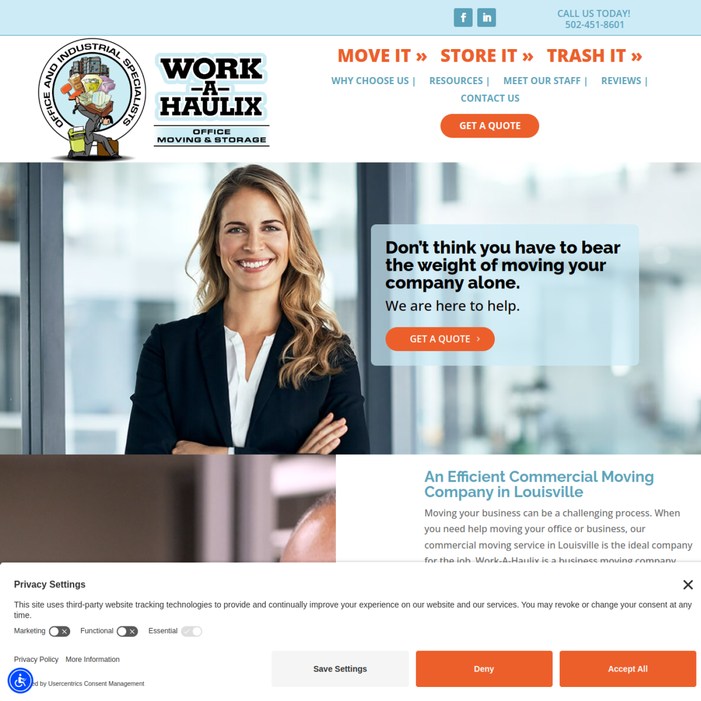Screenshot of the Work-A-Haulix LLC website