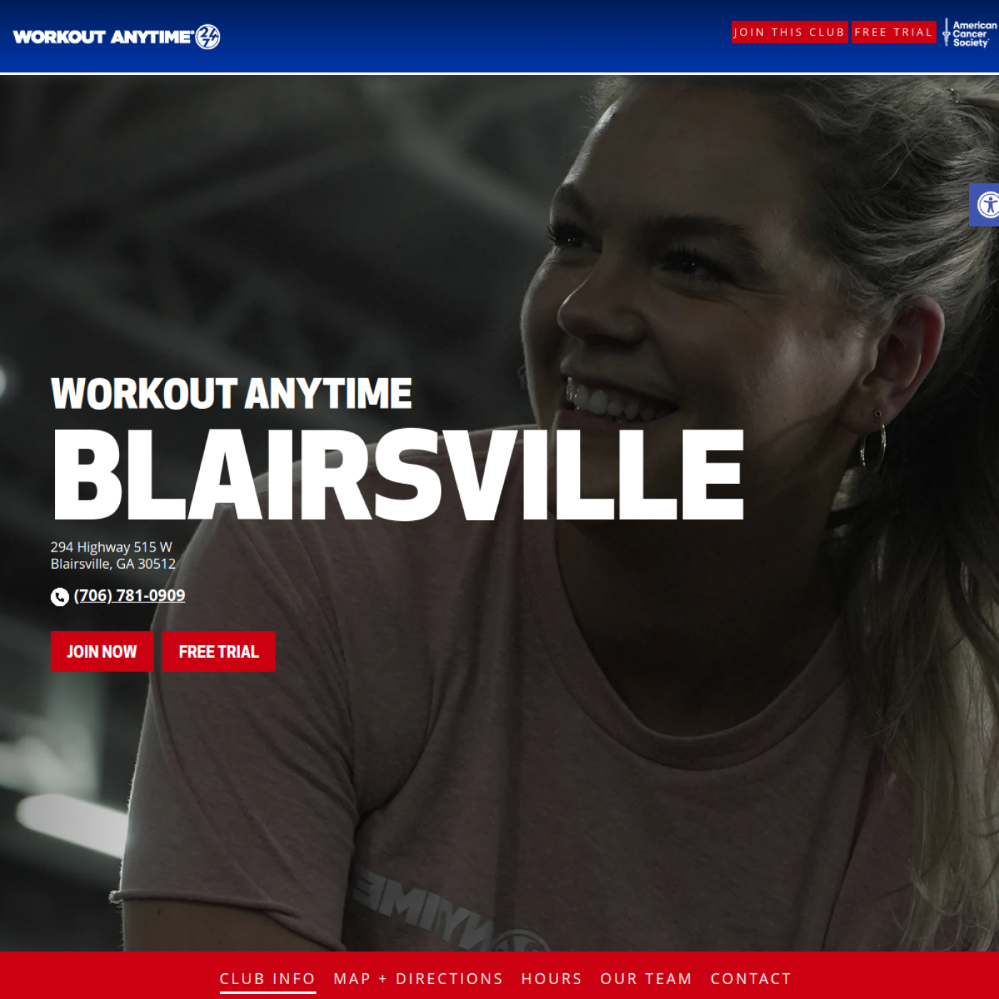Workout Anytime Blairsville website screenshot