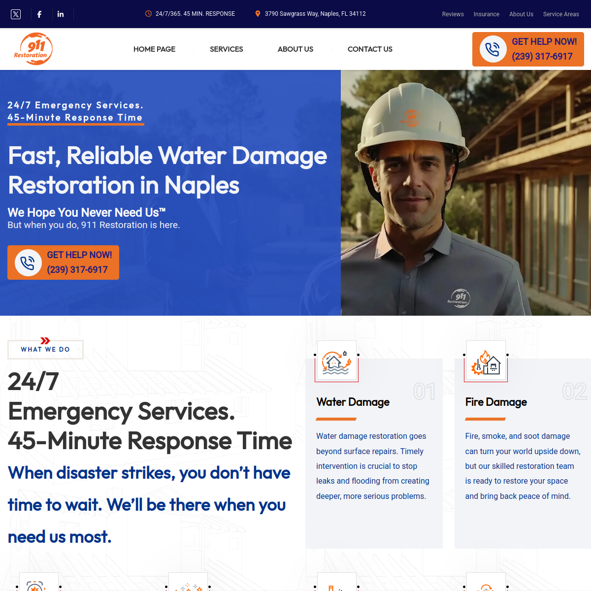 Screenshot of the 911 Restoration of Naples website