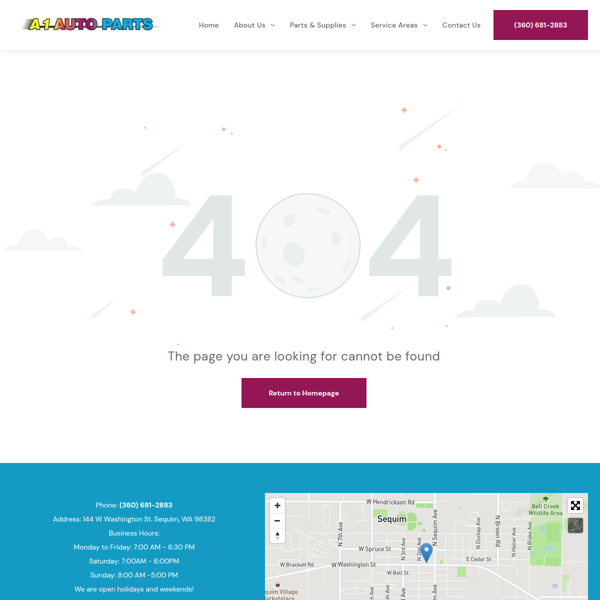 Screenshot of the A-1  Auto Parts website