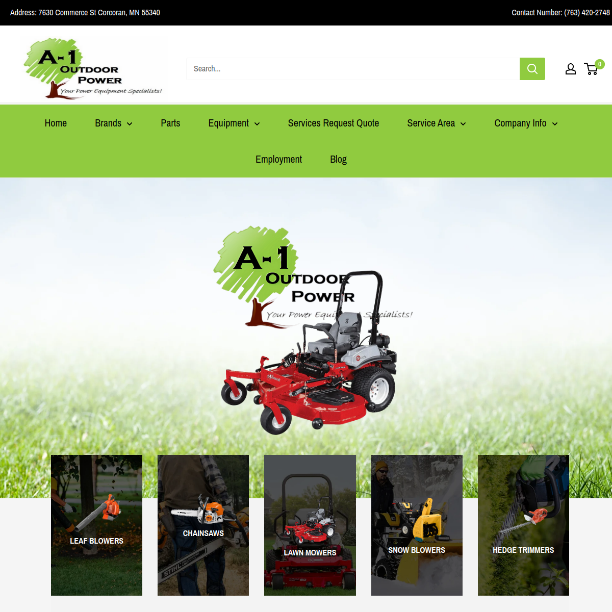 Screenshot of the A-1 Outdoor Power website