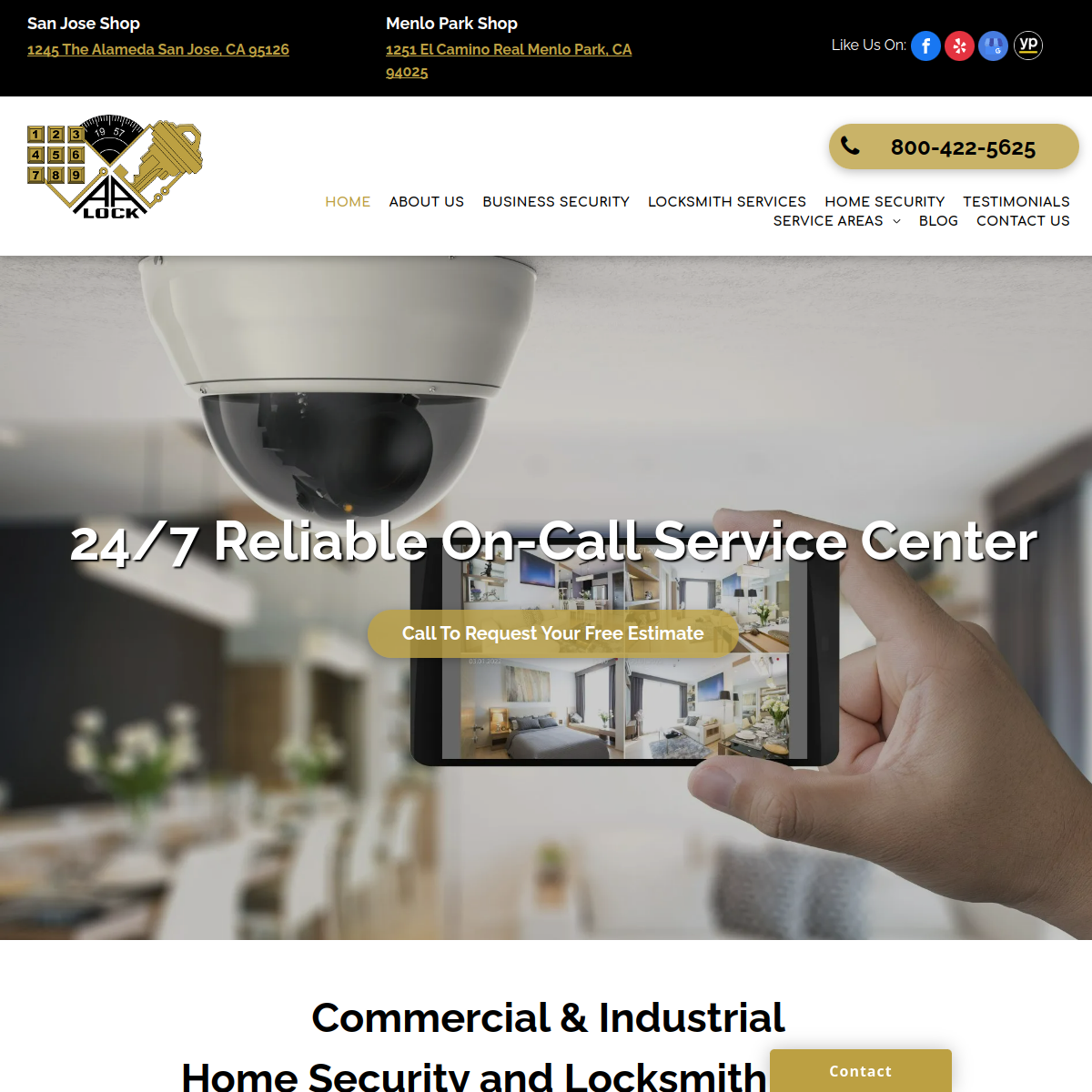 Screenshot of the A-A Lock & Alarm Inc website