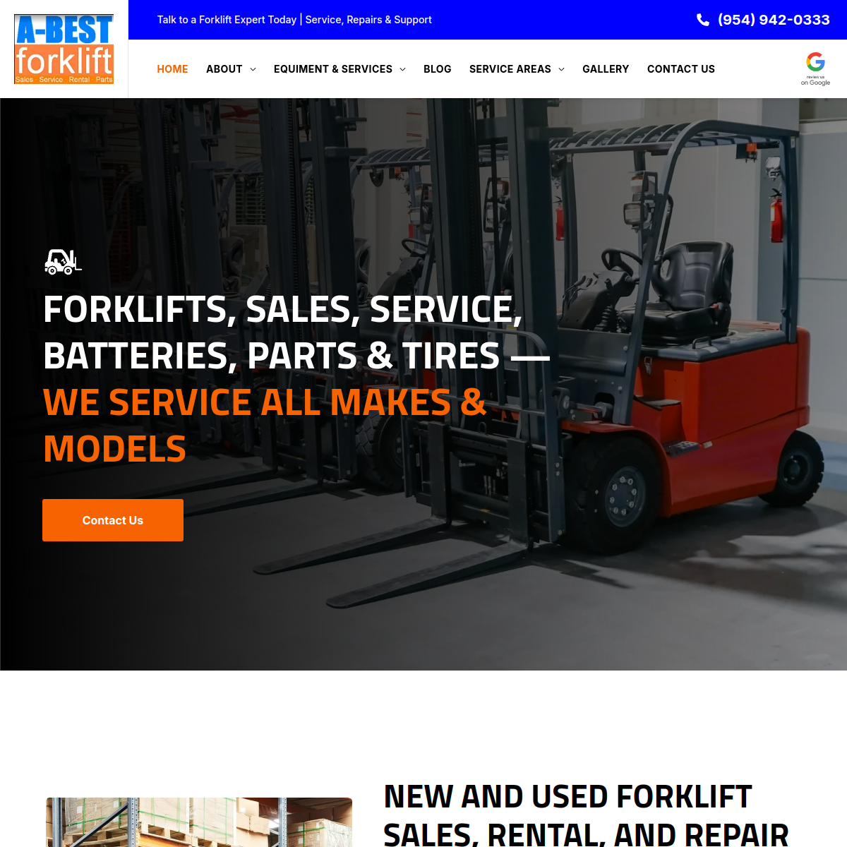 Screenshot of the A-Best Forklift & Hydraulic website