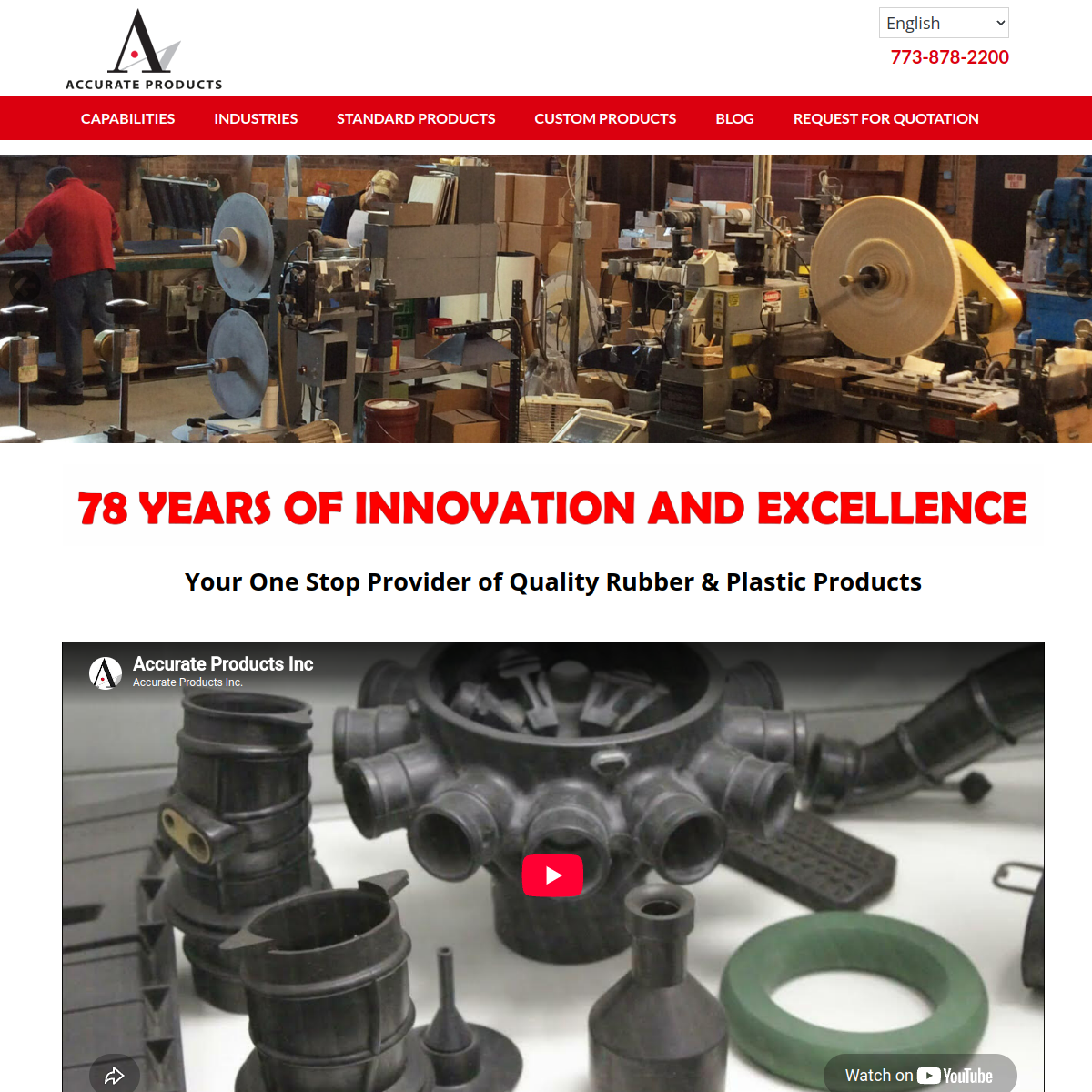 Screenshot of the Accurate Products Inc. website