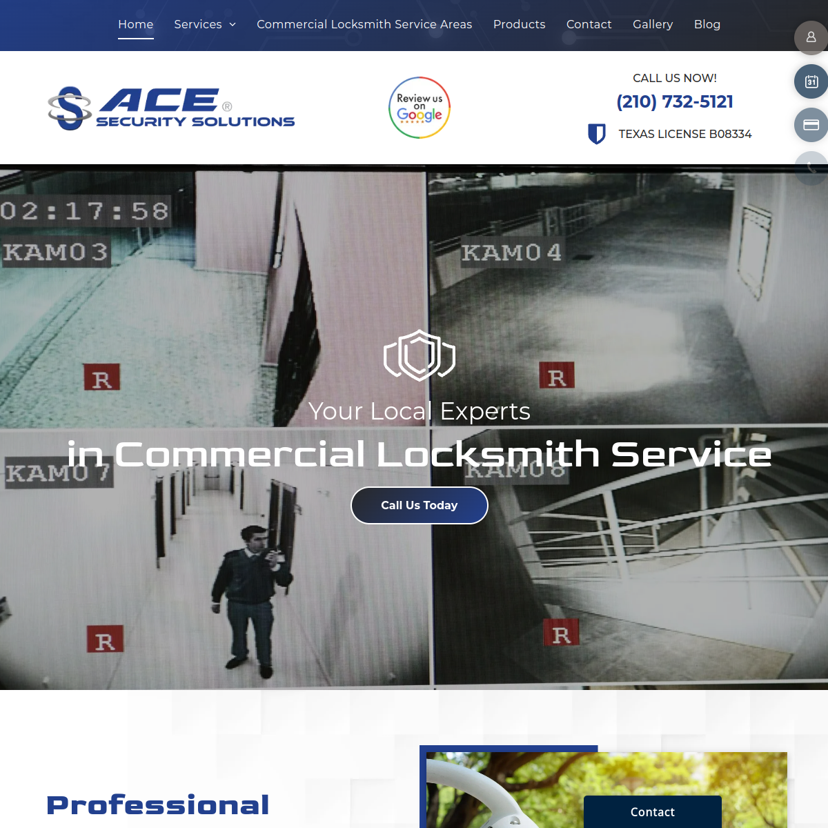 Screenshot of the Ace Security Solutions website