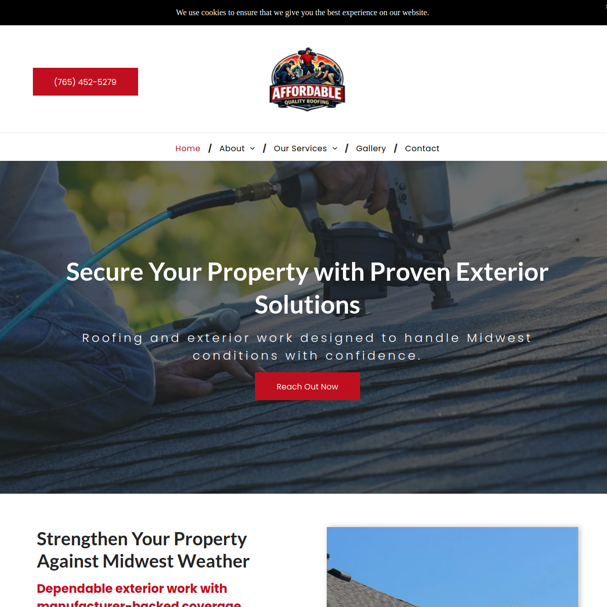 Screenshot of the Affordable Quality Roofing LLC website