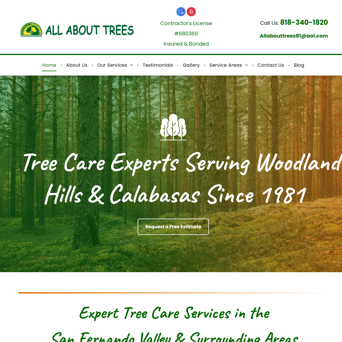 Screenshot of the All About Trees website