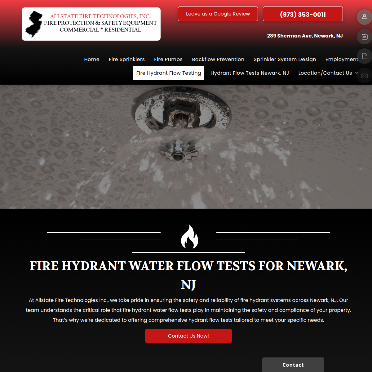 Screenshot of the Allstate Fire Technologies Inc website