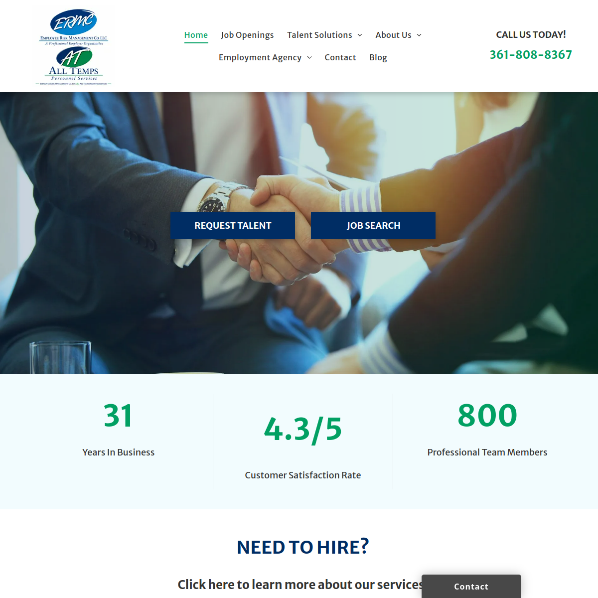 Screenshot of the All Temps Personnel Services website