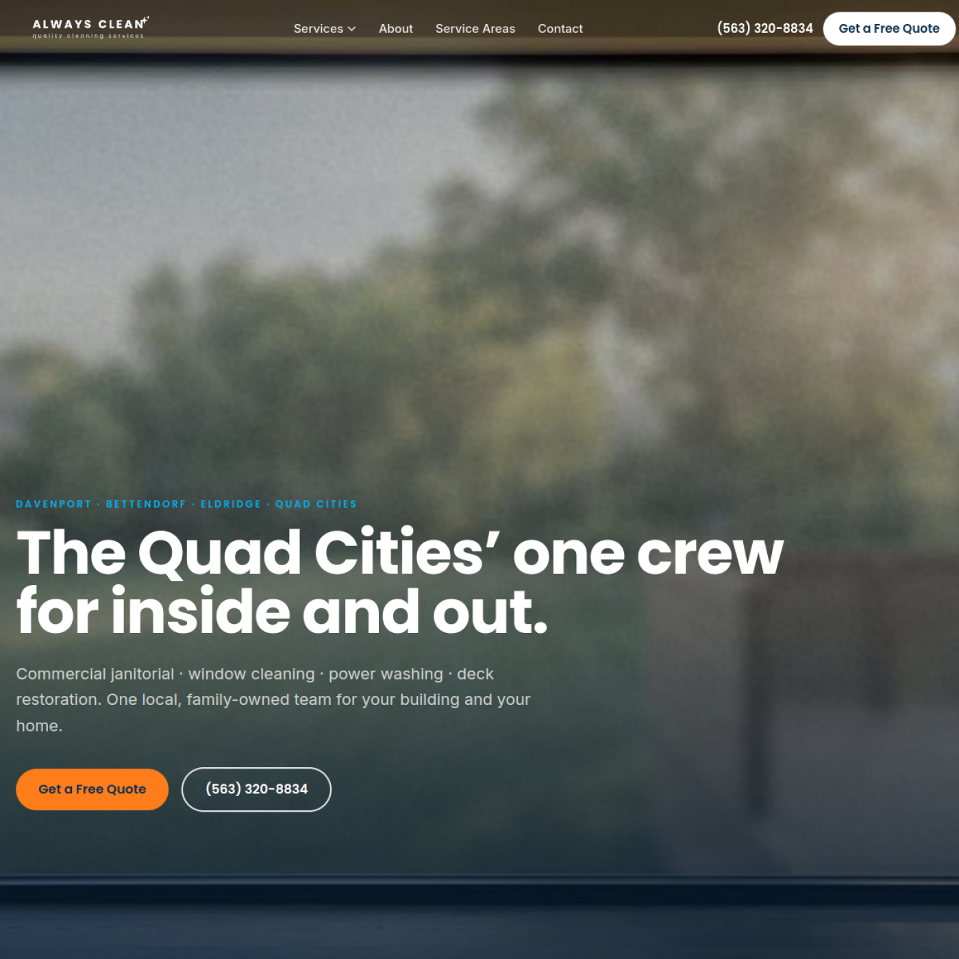 Screenshot of the Always Clean website