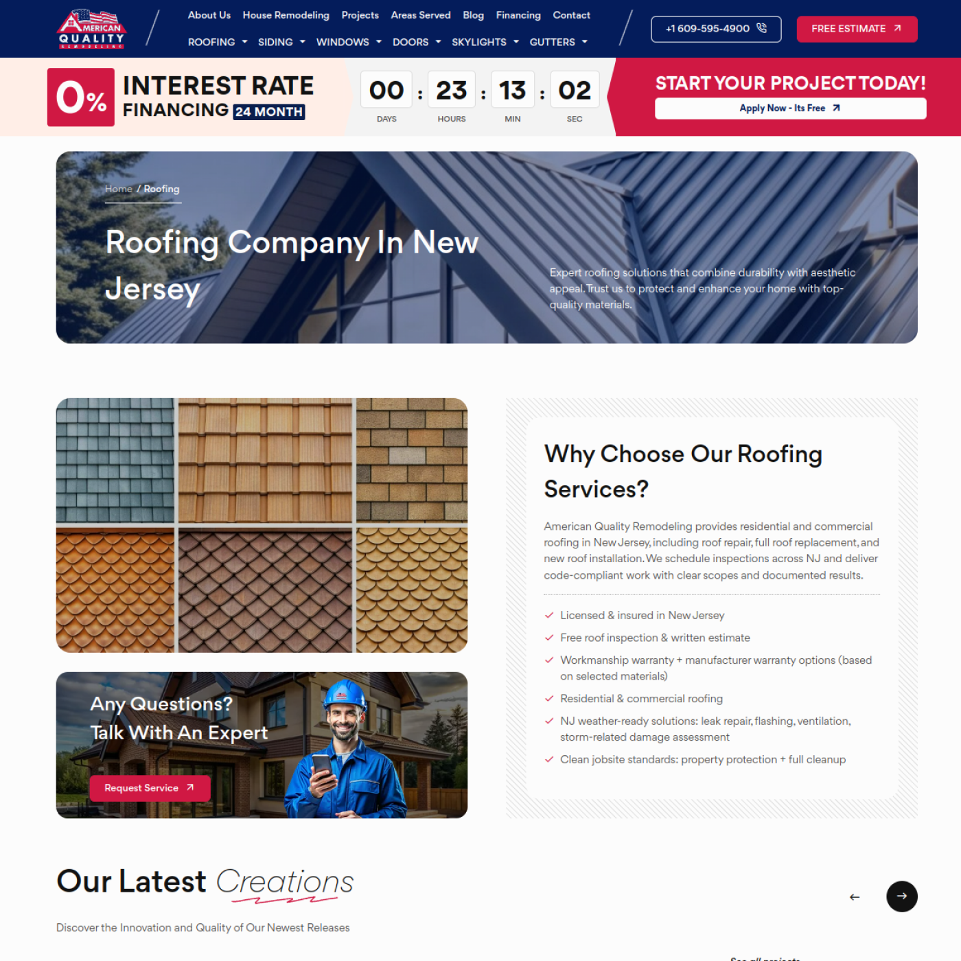 Screenshot of the American Quality Remodeling website