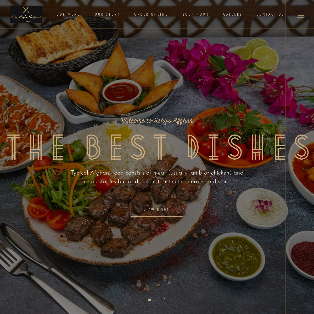 Screenshot of the Ashy's Afghan Restaurant website