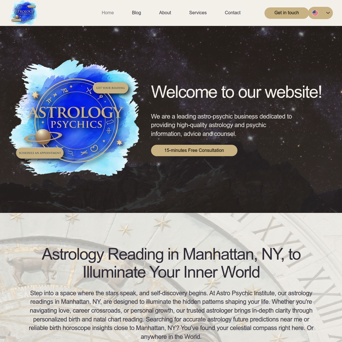 Screenshot of the Astro Pyschology Institute LLC website