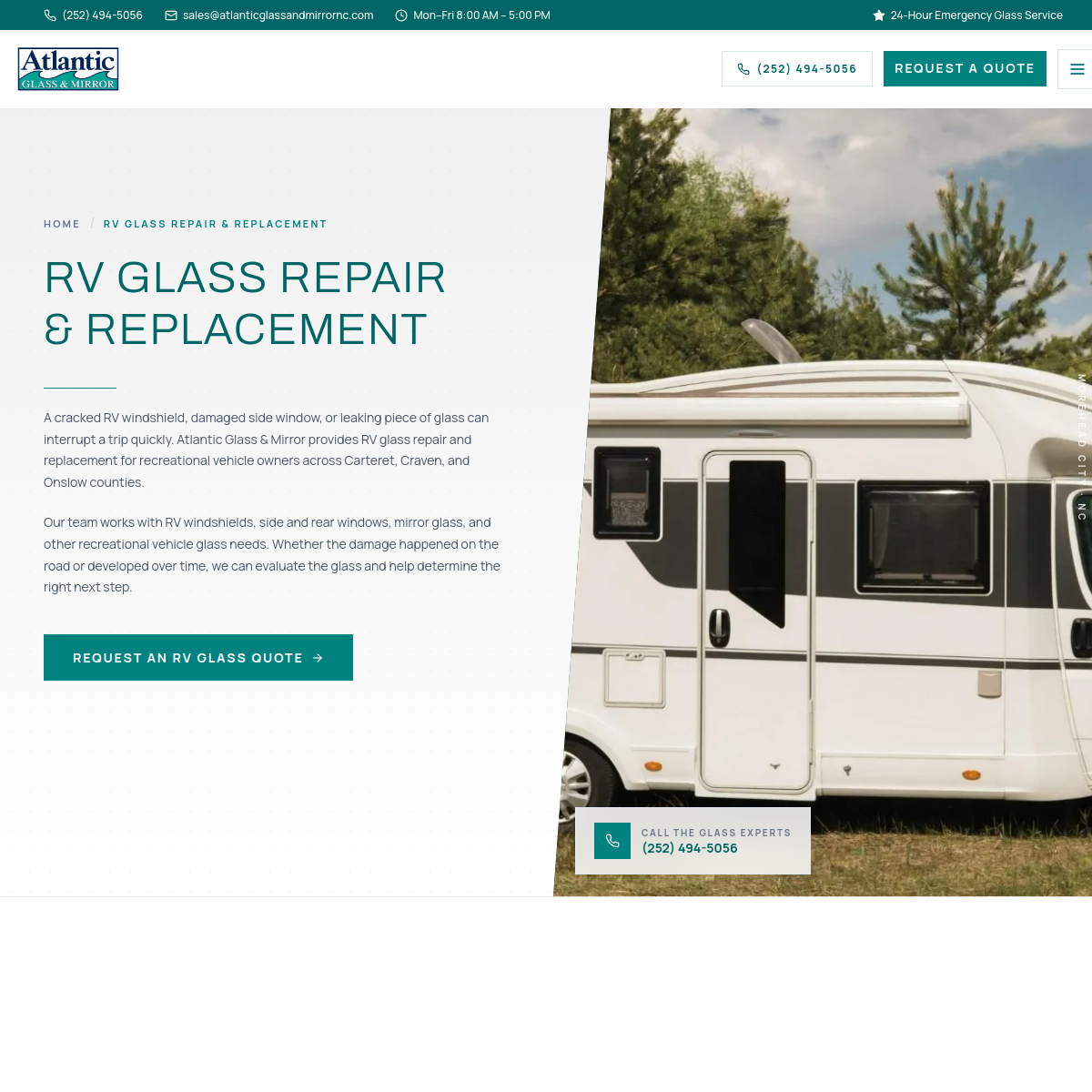 Screenshot of the Atlantic Glass & Mirror website