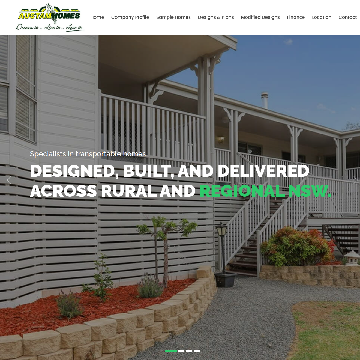 Screenshot of the Austam Homes website