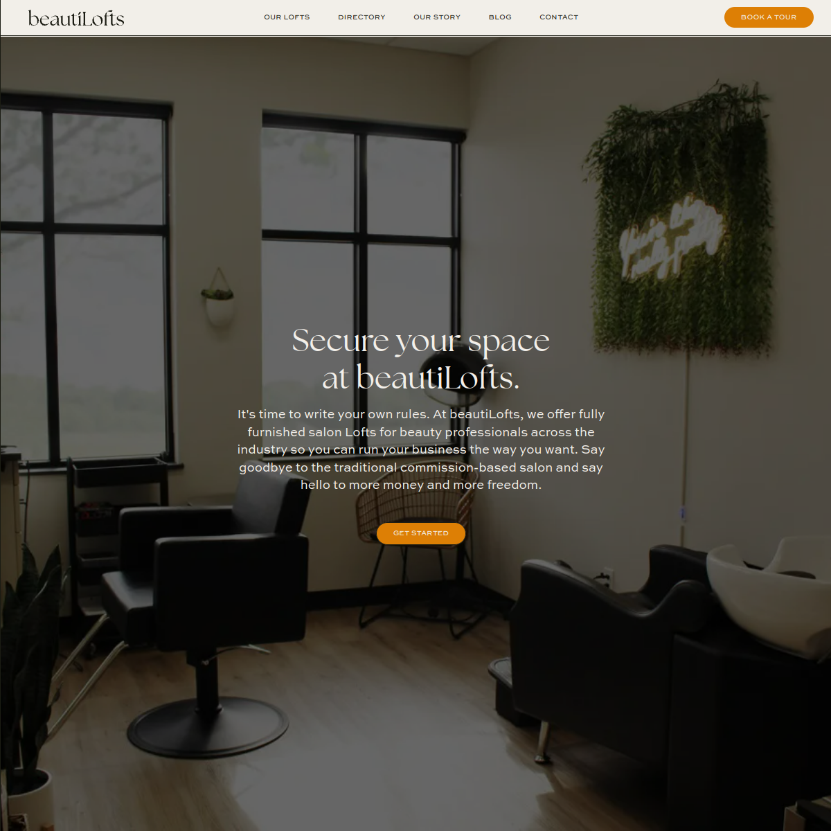 Screenshot of the Get Your Lease Salon Spaces At beautiLofts In Washington Township website