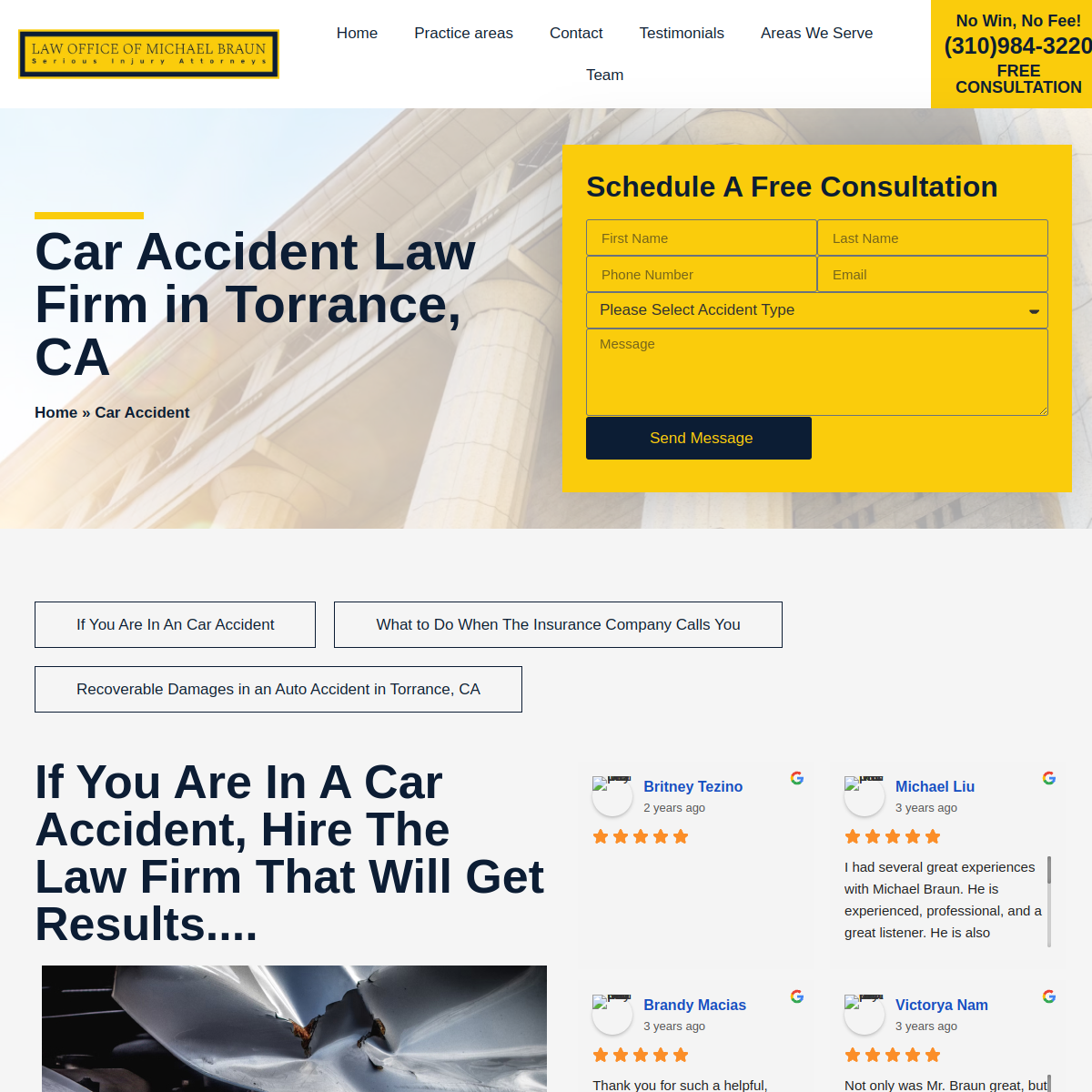 Screenshot of the The Law Office of Michael S Braun website