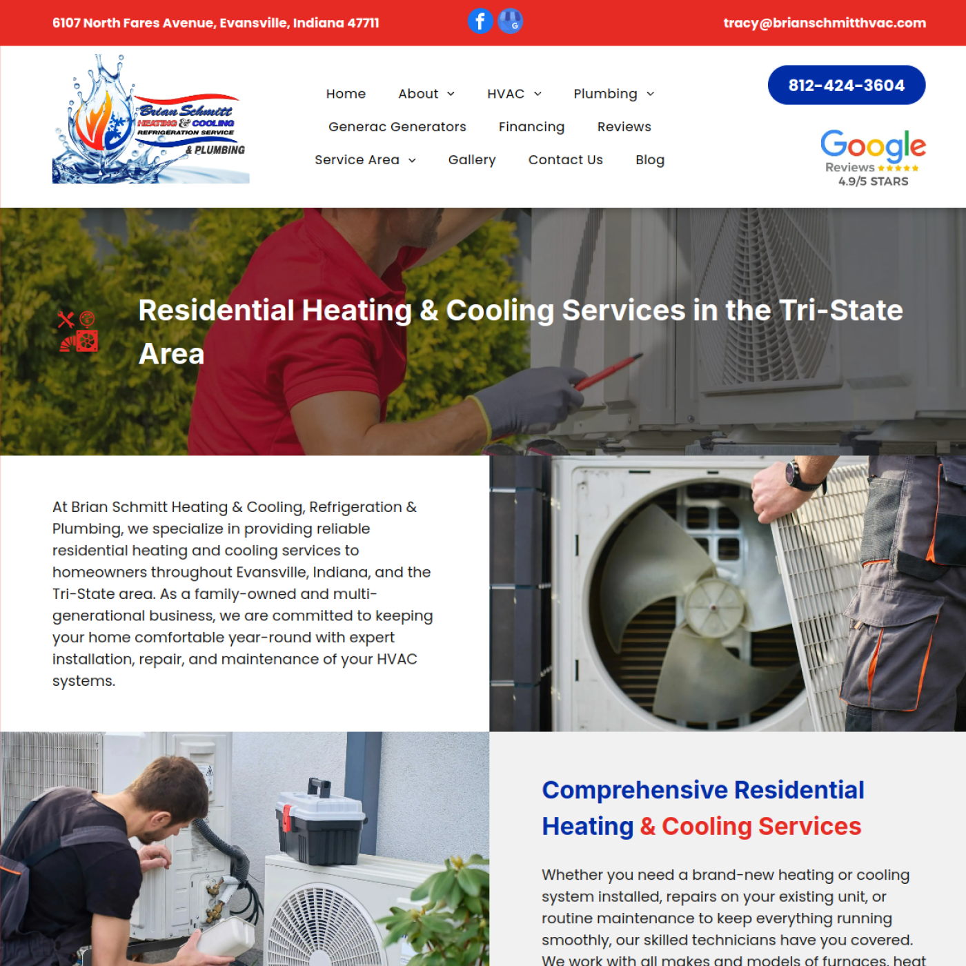 Screenshot of the Brian Schmitt Heating & Cooling, Refrigeration & Plumbing website
