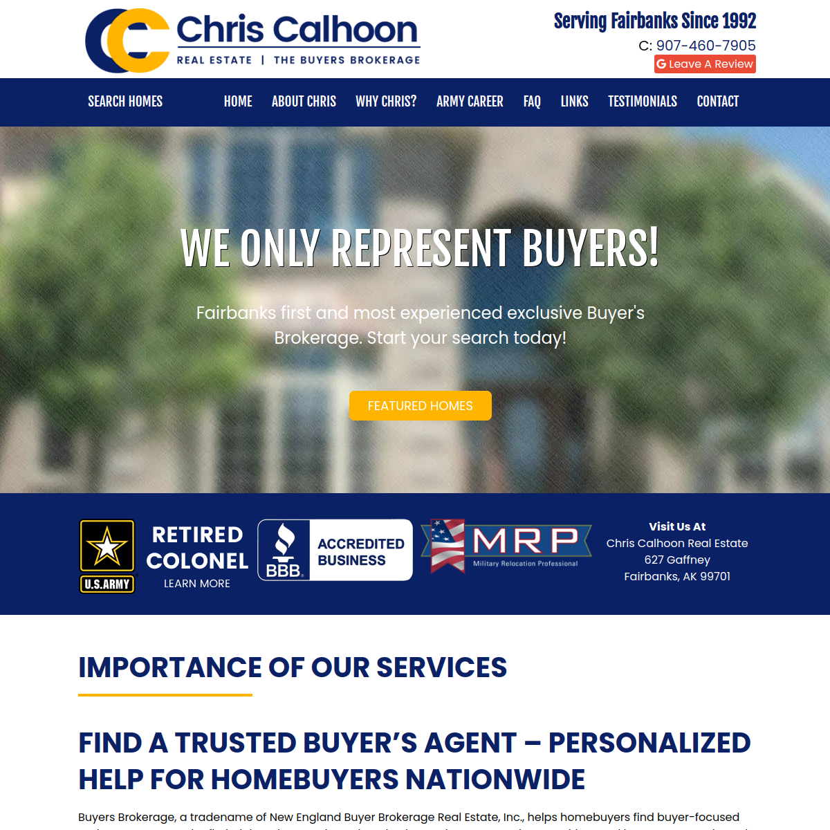Screenshot of the Chris Calhoon Real Estate website