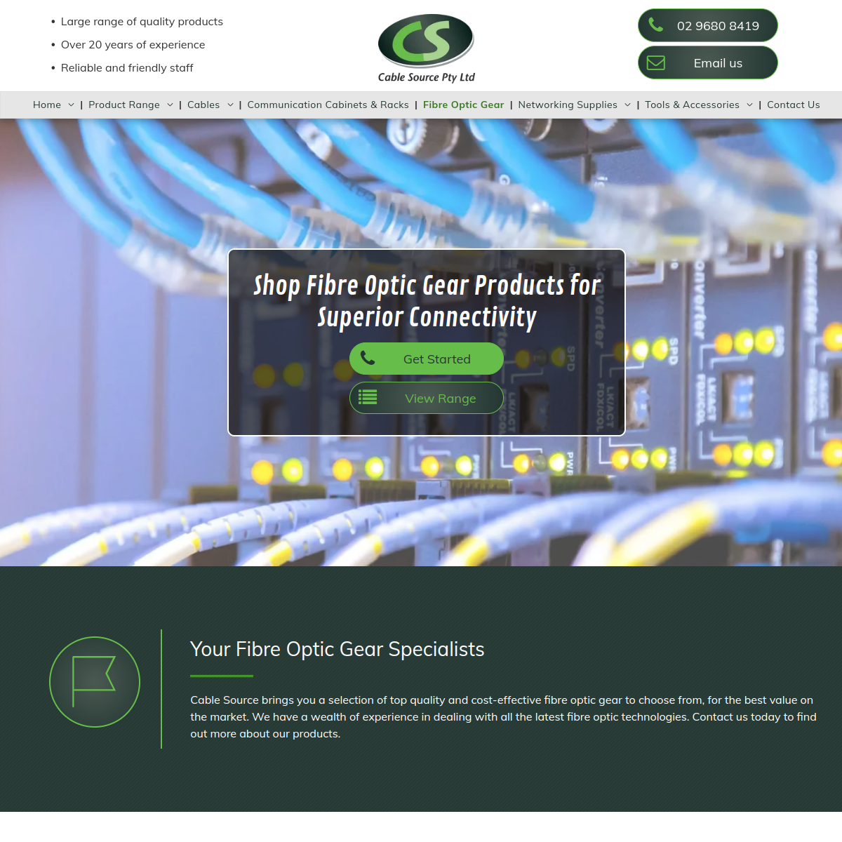 Screenshot of the Cable Source Pty Ltd website