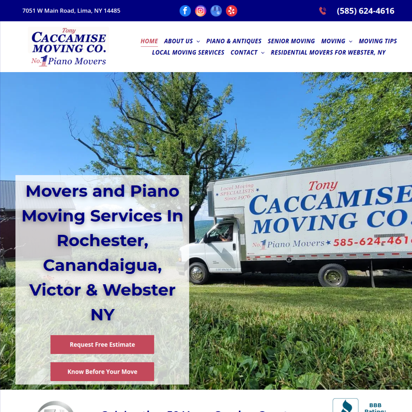 Screenshot of the Tony Caccamise Moving website