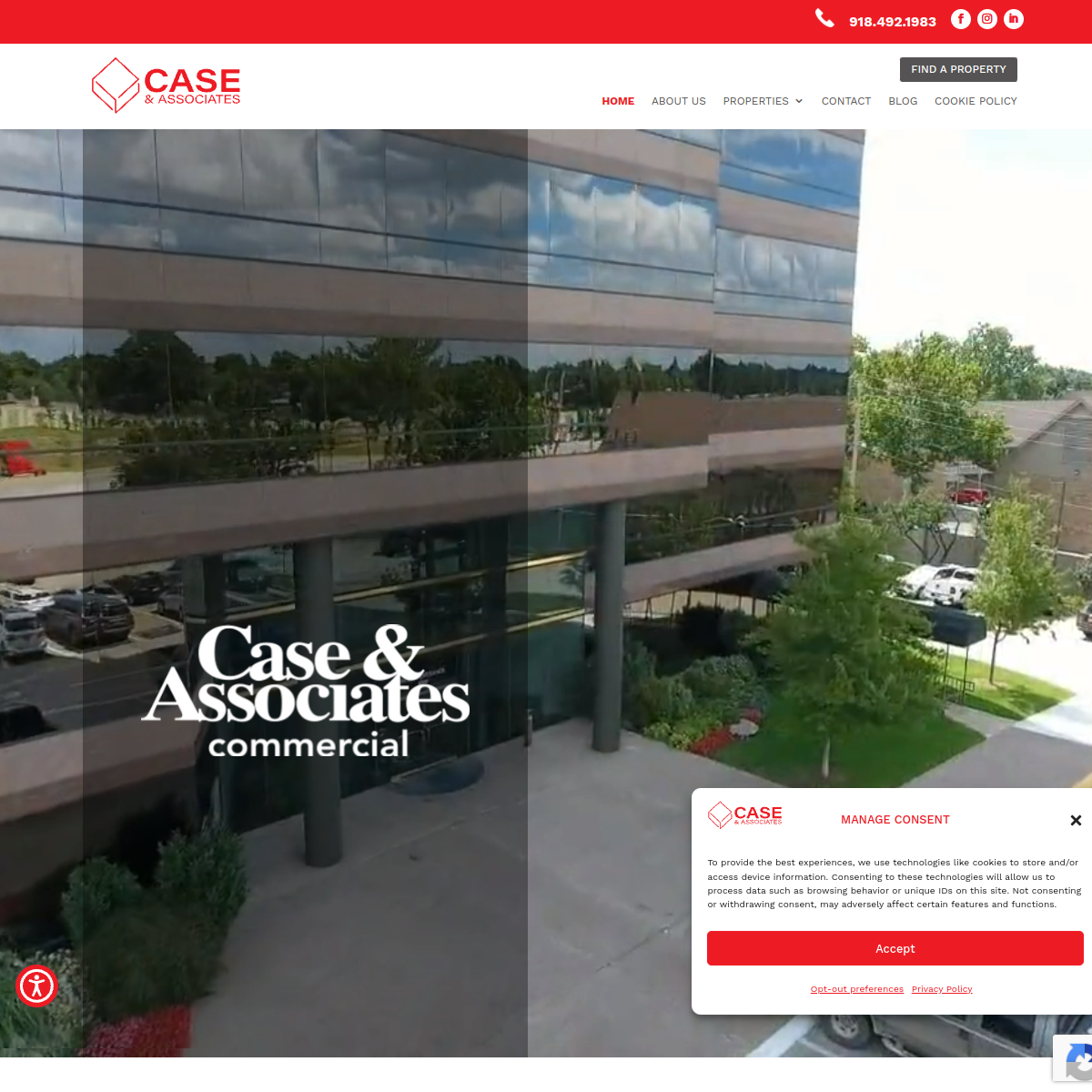 Screenshot of the Case & Associates Commercial website