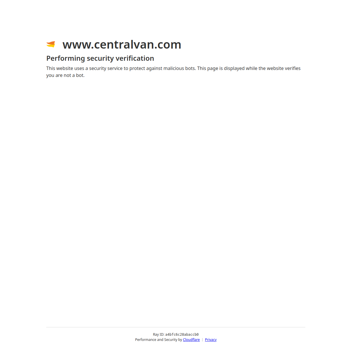 Screenshot of the Central Van Lines website