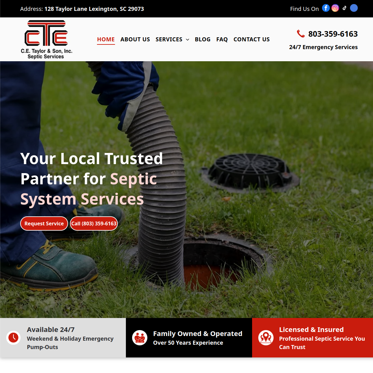 Screenshot of the C.E. Taylor & Son Inc website