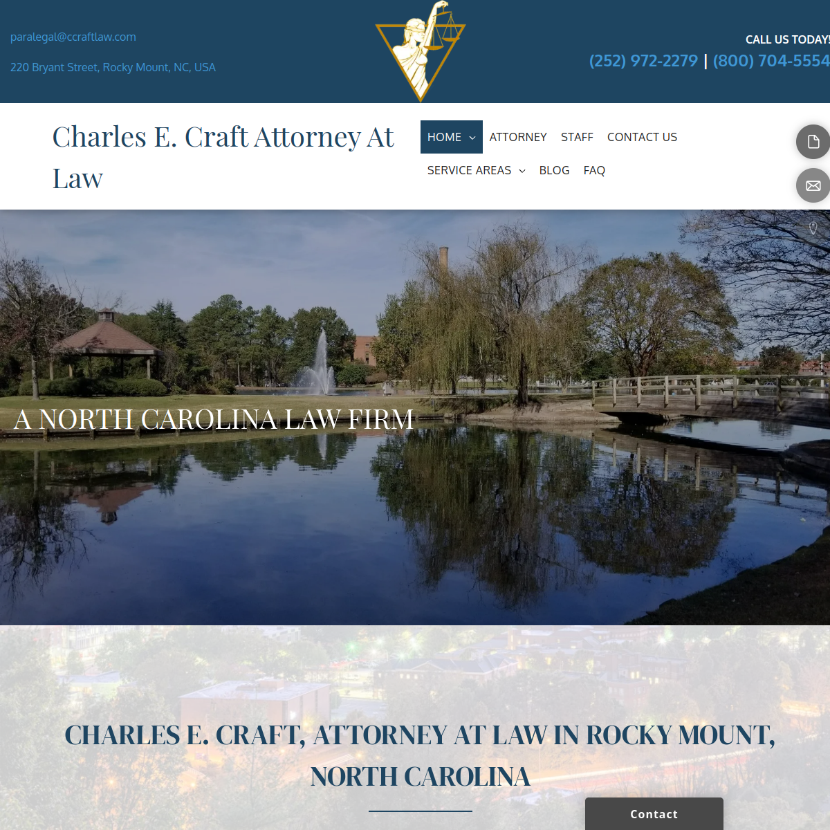 Screenshot of the Charles E. Craft, Attorney at Law website