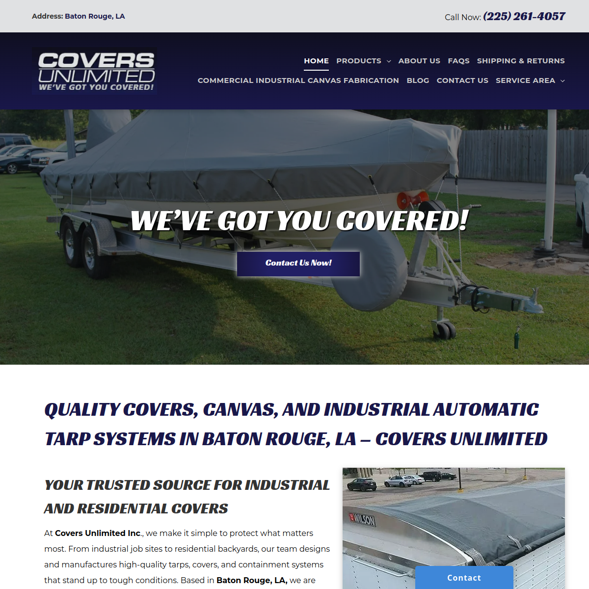 Screenshot of the Covers Unlimited, Inc. website