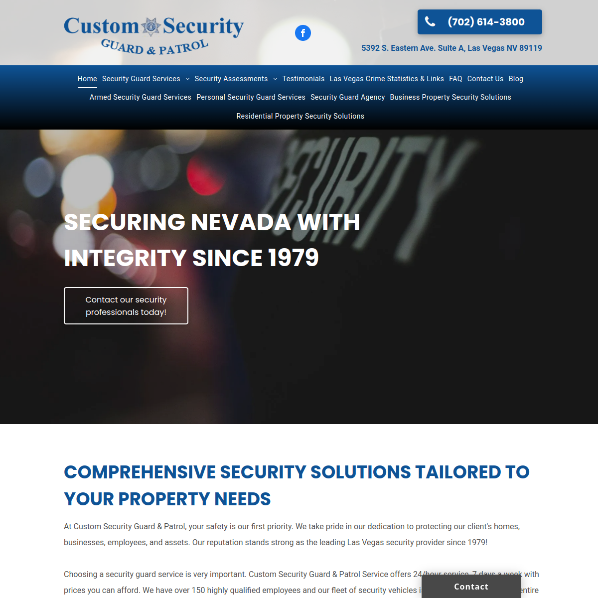 Screenshot of the Custom Security Guard & Patrol LLC website