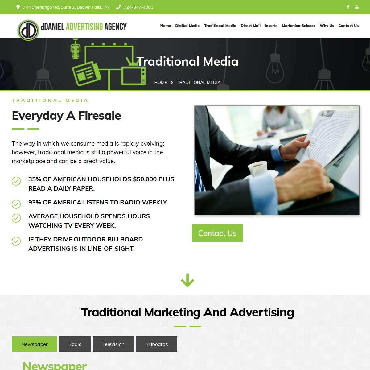 Screenshot of the dDaniel Advertising Agency website