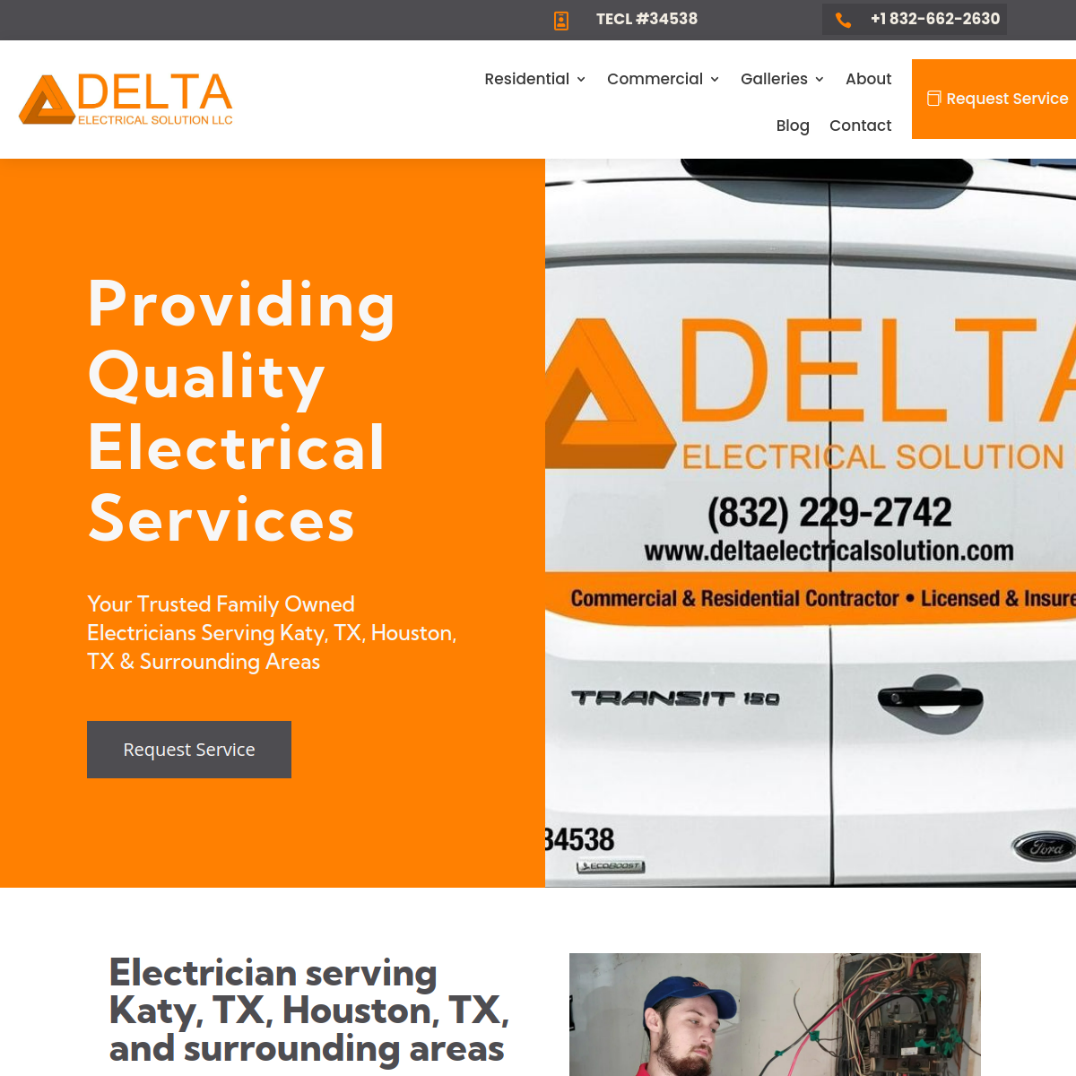 Screenshot of the Delta Electrical Solution website
