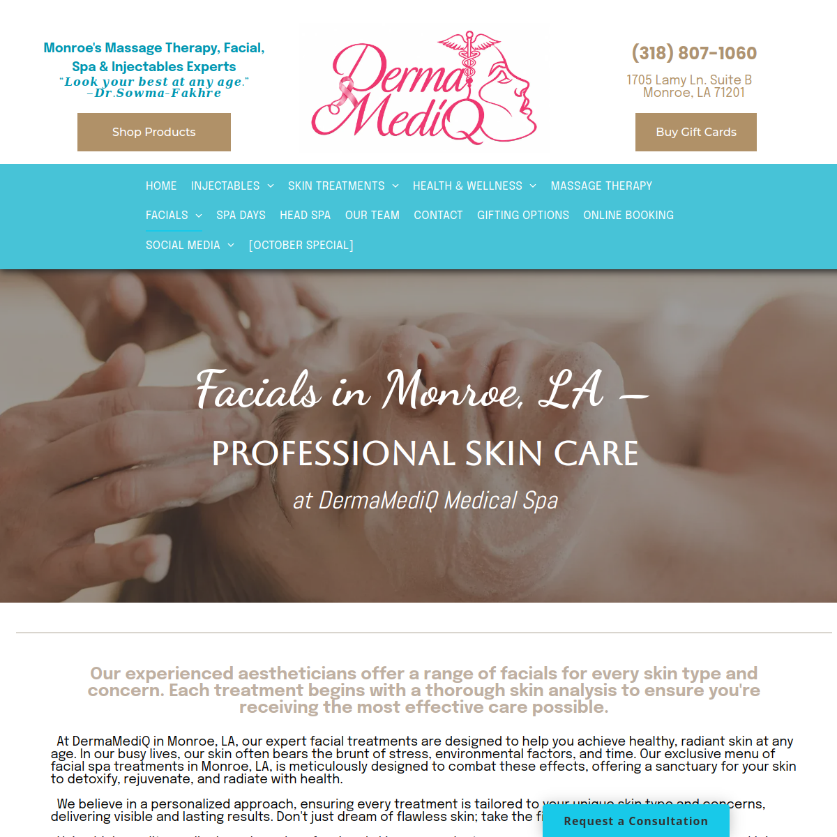 Screenshot of the DermaMediQ website