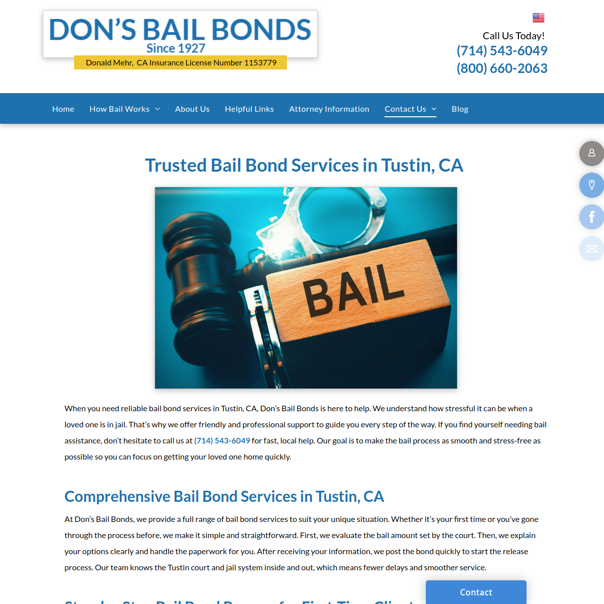 Screenshot of the Don's Bail Bonds website