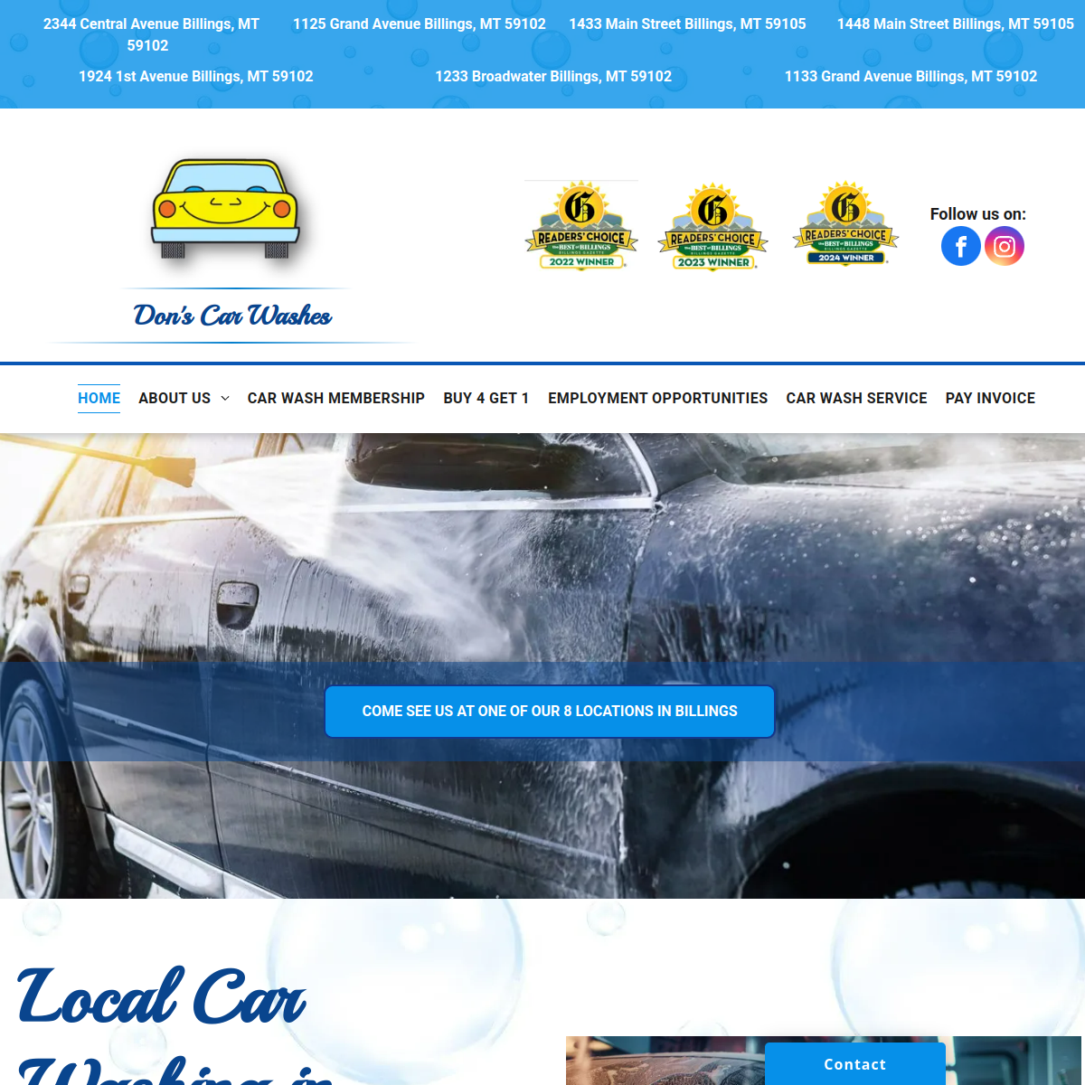 Screenshot of the Don's Car Wash website