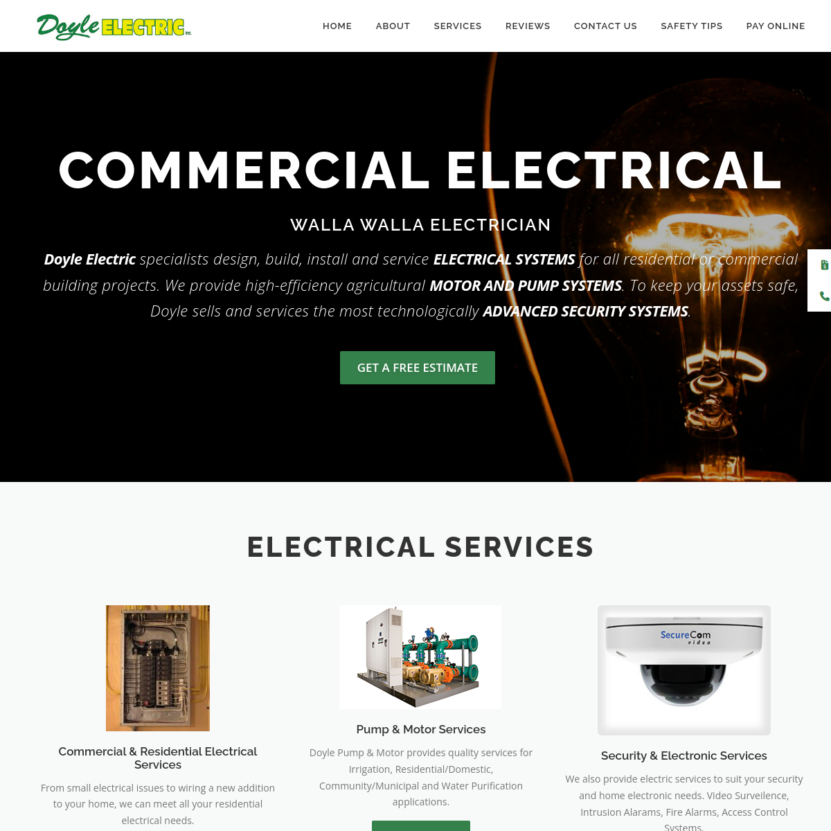 Screenshot of the Doyle Electric, Inc. website