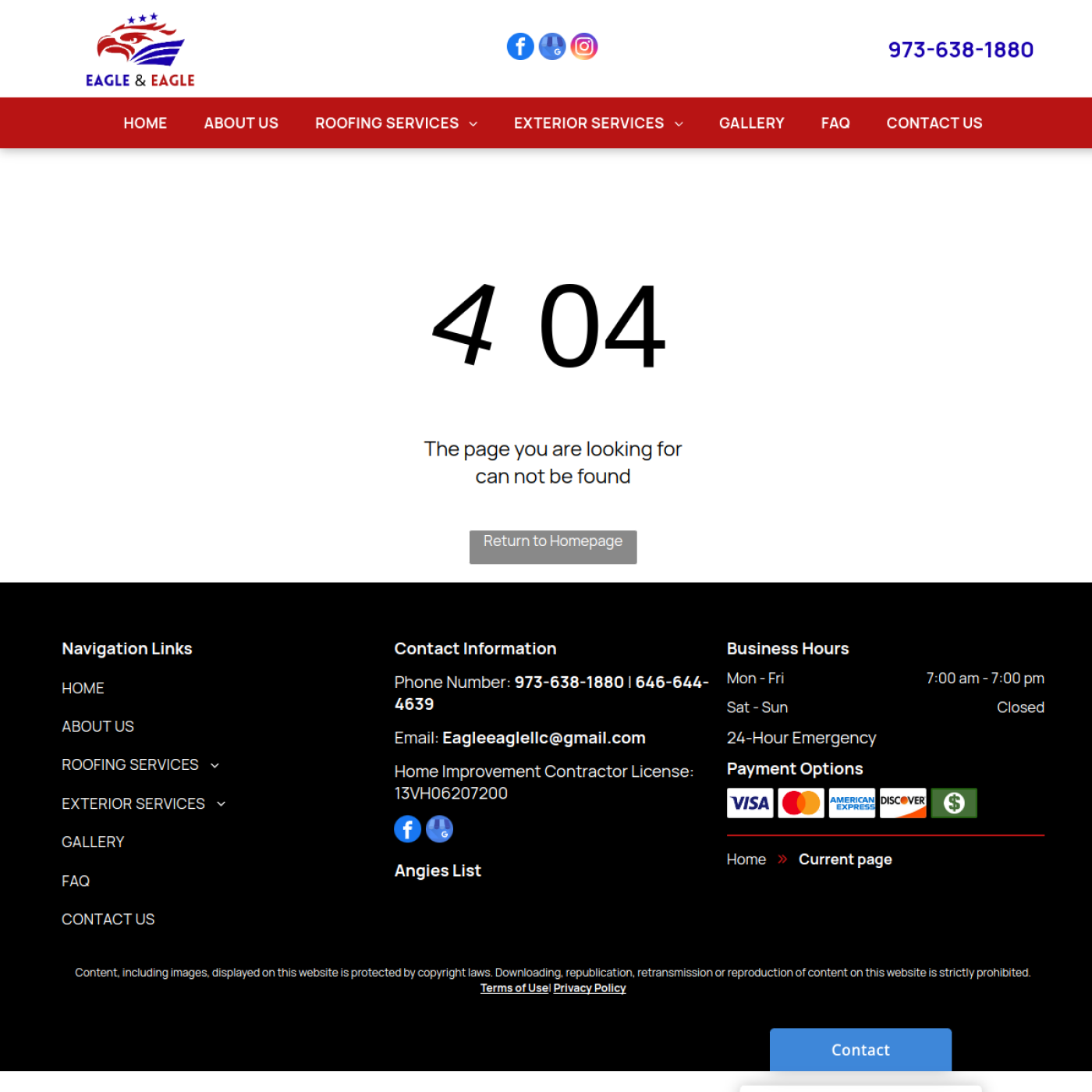 Screenshot of the Eagle & Eagle LLC website